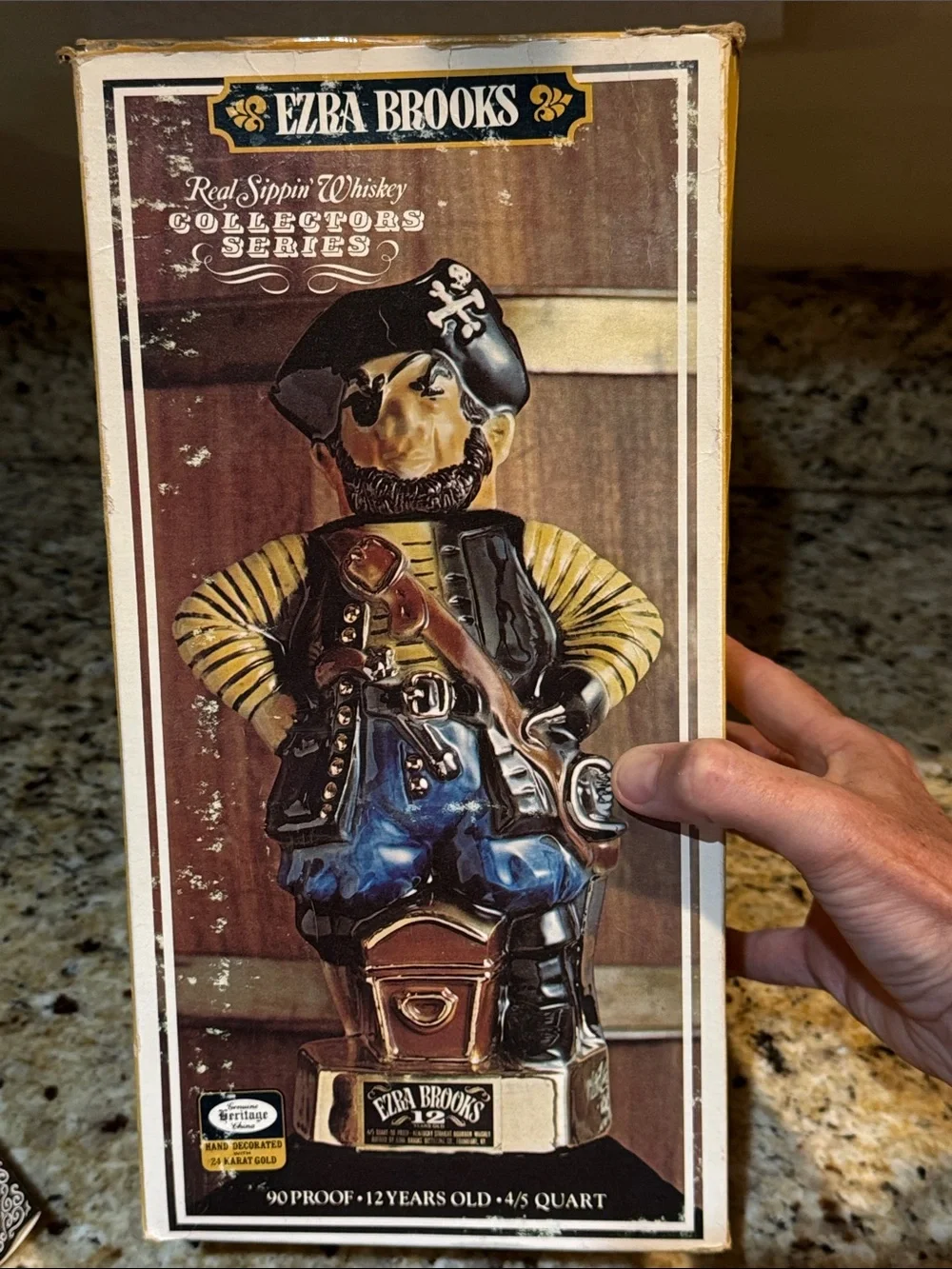 Excellent Condition Ezra Brooks Pirate Figurine Decanter Box Included
